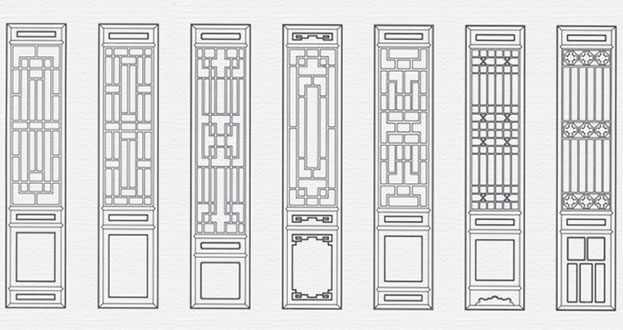 新华常用中式仿古花窗图案隔断设计图